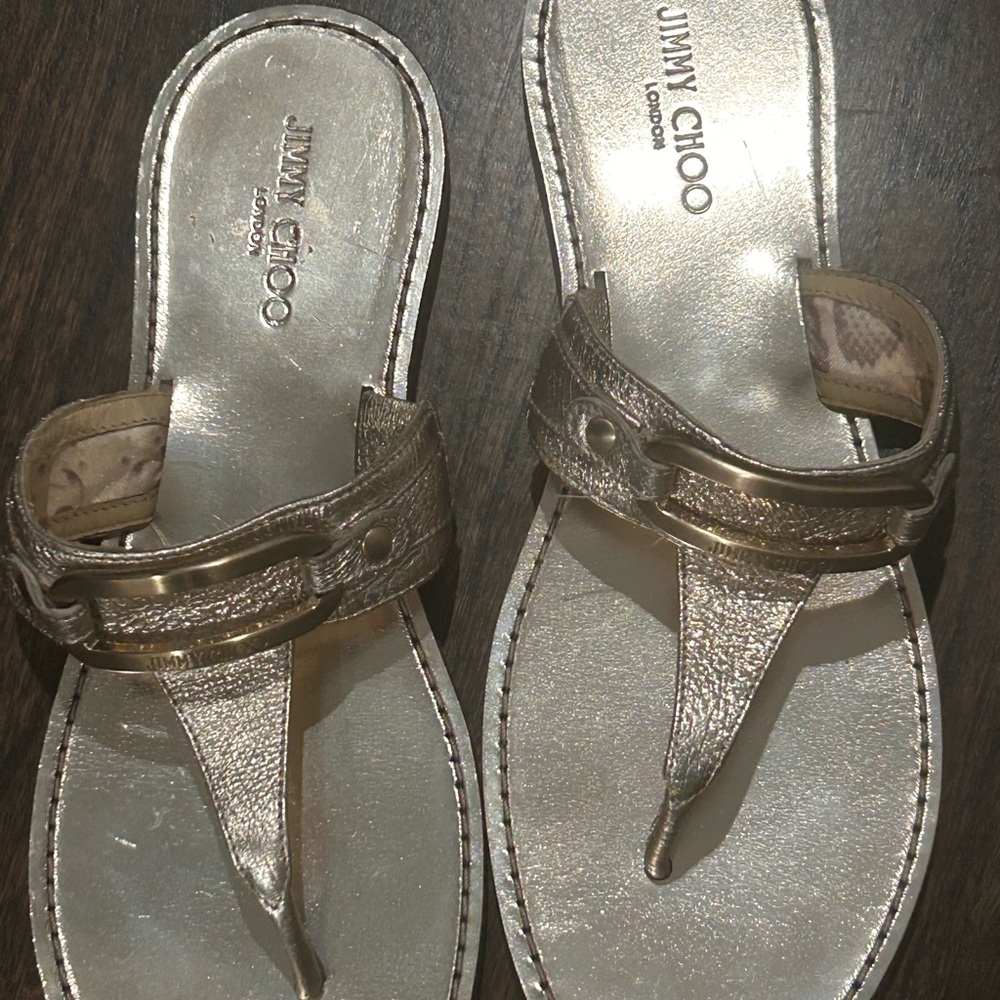 Jimmy Choo Metallic Gold Sandals